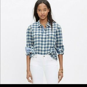 Madewell small blue& white gingham shirt
